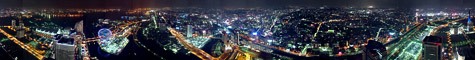 横浜ランドマークタワー「スカイガーデン」のパノラマ夜景写真