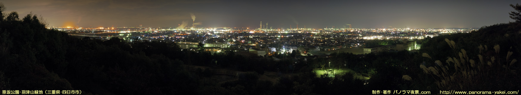 垂坂公園・羽津山緑地からのパノラマ夜景写真