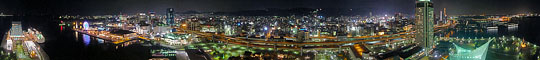 神戸ポートタワーのパノラマ夜景写真