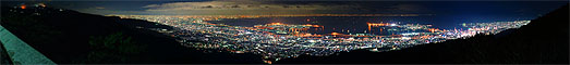 摩耶山 掬星台のパノラマ夜景写真